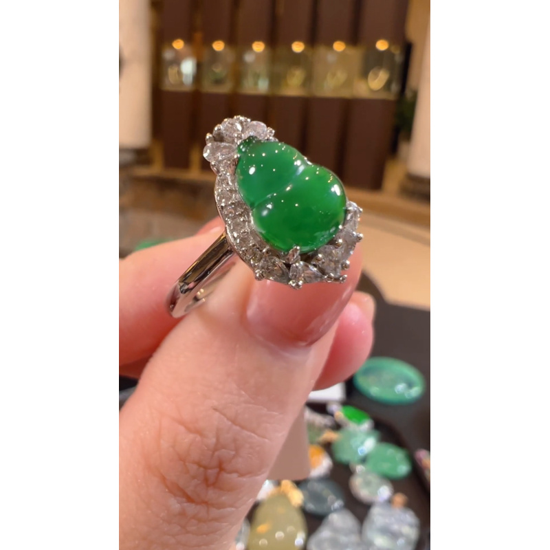 天然A货翡翠JS004葫芦戒指多样性发一