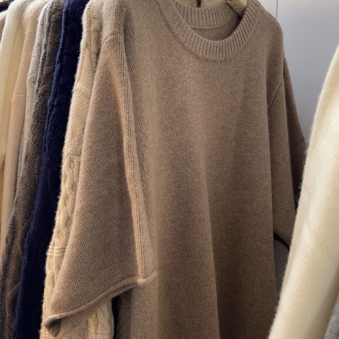 五分袖 圆领 羊绒衫