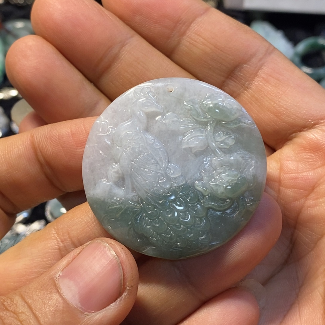 翡翠未镶嵌颈饰天然缅甸翡翠A货半山水富贵吉祥吊坠