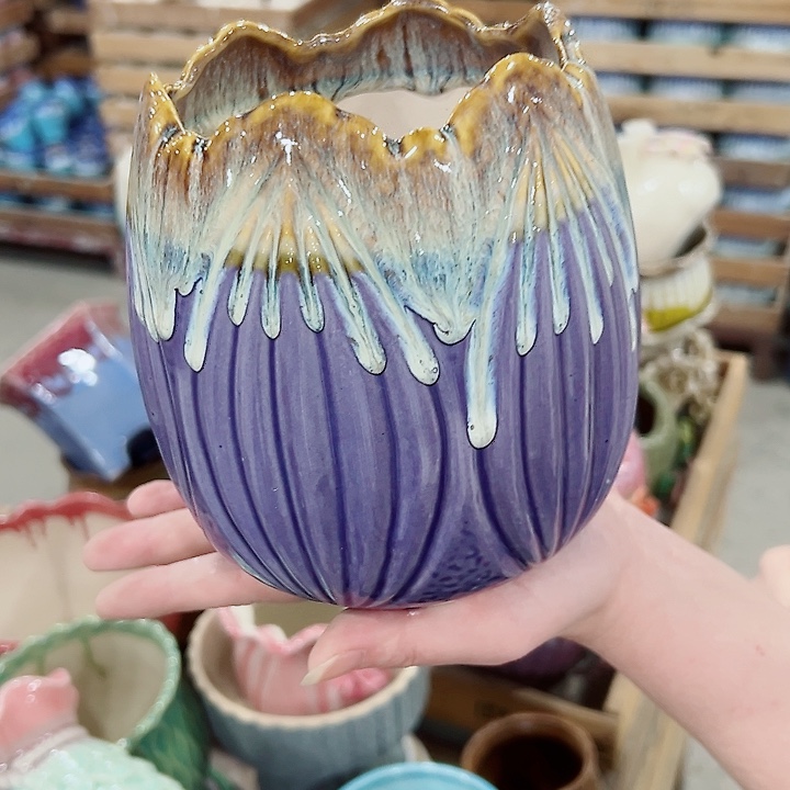 有孔.凑满10元发货多肉陶瓷花盆！