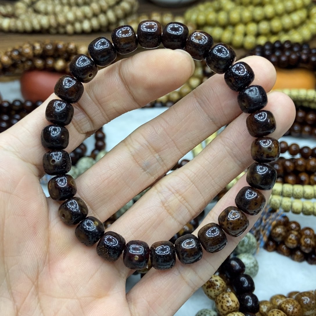 星月菩提手串真***己黑金8-9
