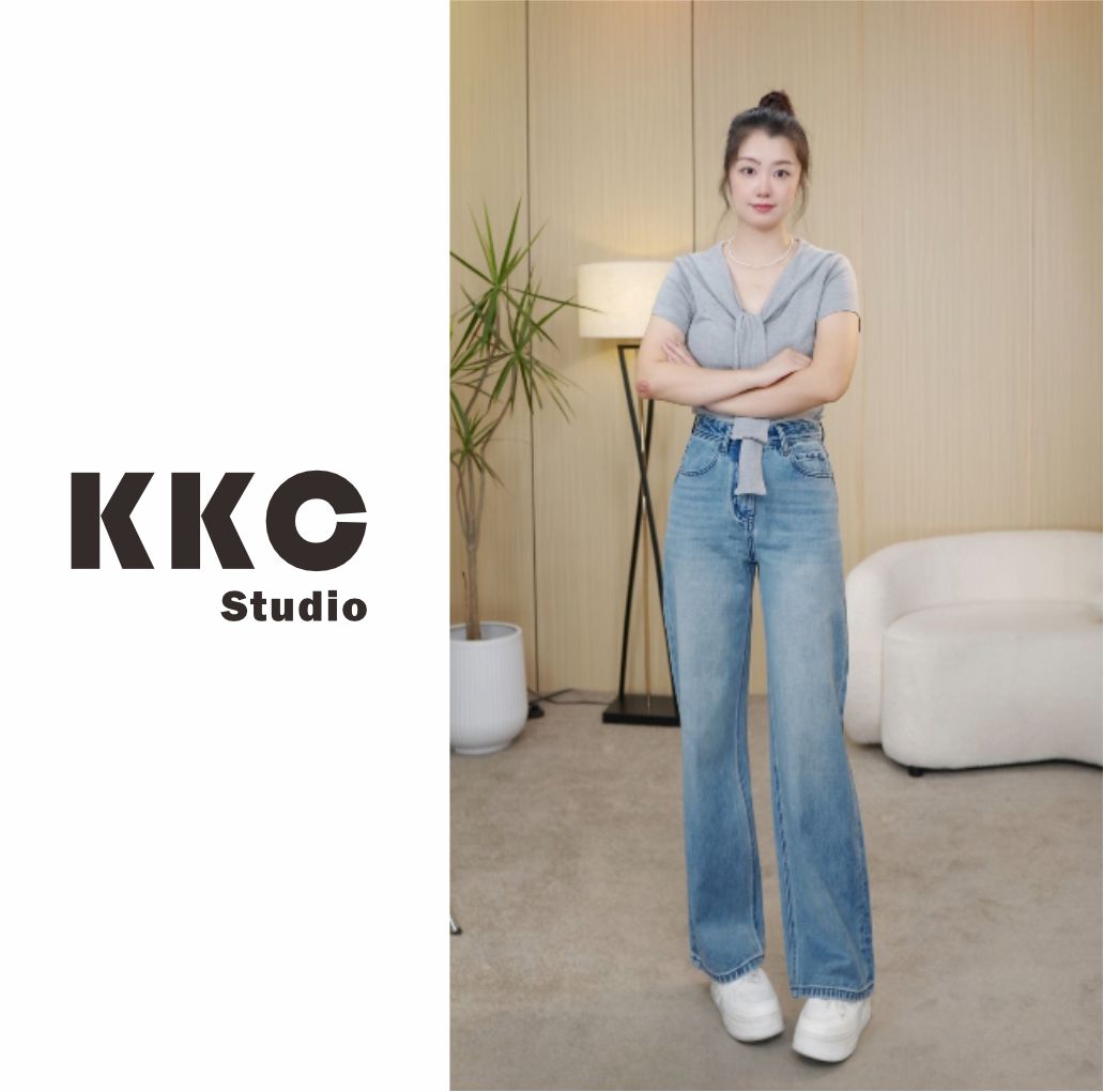 【葛蓝】怀旧港风冰感莱赛尔透气无弹窄版直筒阔腿裤显瘦百搭女裤