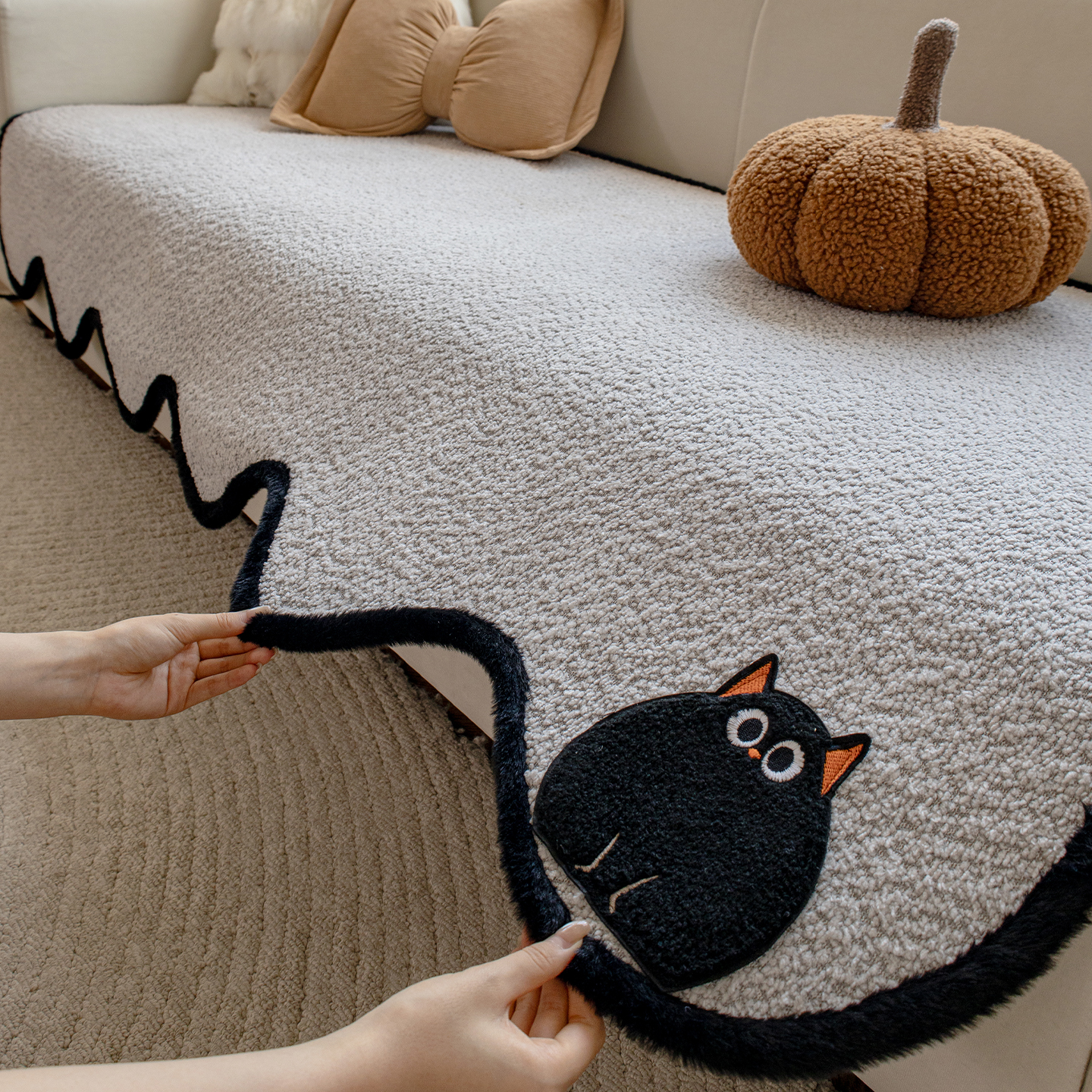 异形不规则泰迪绒沙发垫2025新款四季通用直排防滑皮沙发坐垫盖布