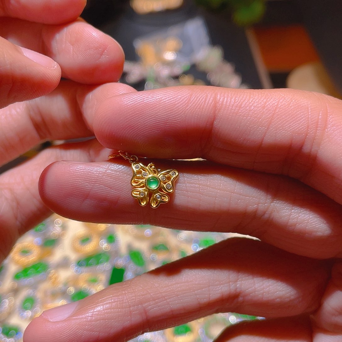 翡翠吊坠(不含链)银S925镶嵌