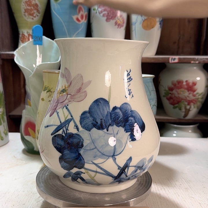 鱼尾青花荷花高27 新款陶瓷陶瓷陶瓷陶瓷