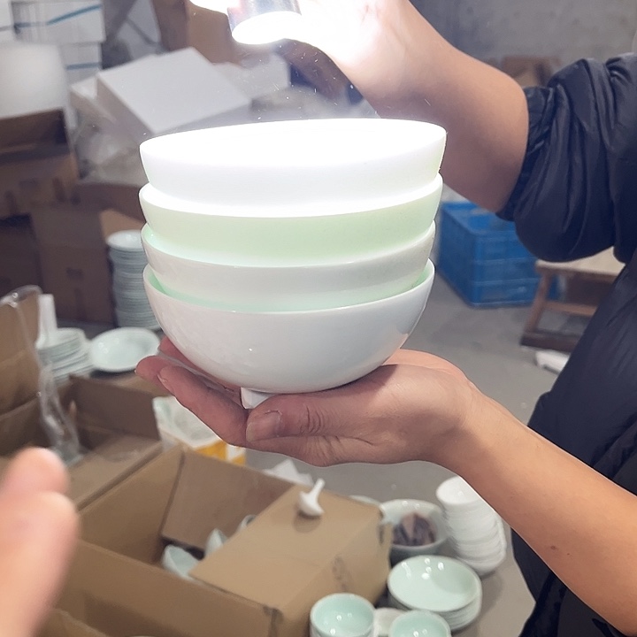 瓷片高白泥5英寸小高脚米饭碗六个微瑕包邮