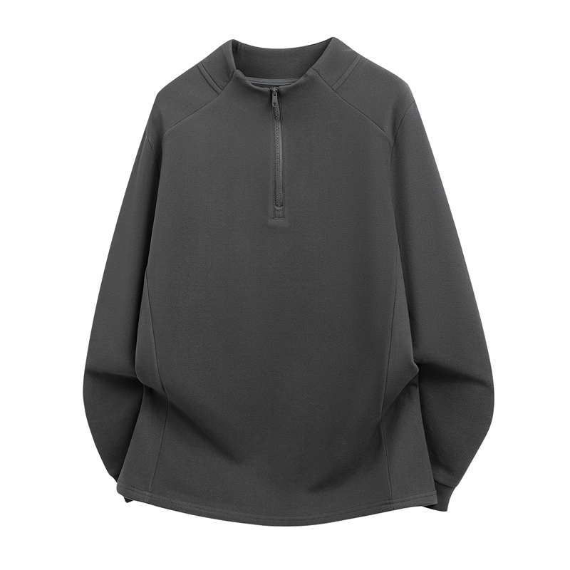 琦凯王子秋冬季新款双面德绒长袖T恤男士时尚休闲拉链领打底衫男T