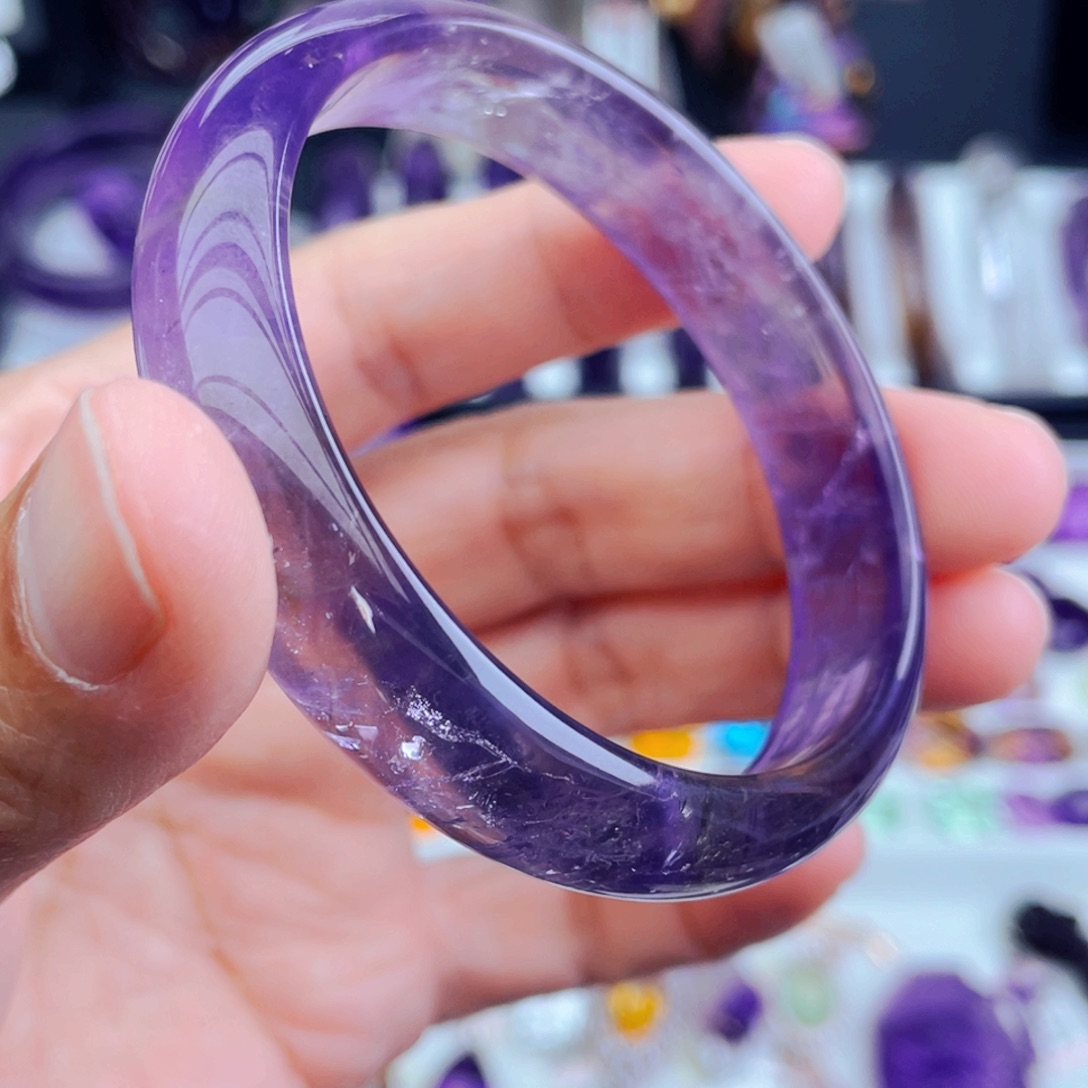 水晶工厂精品定制天然紫水晶手镯未镶嵌