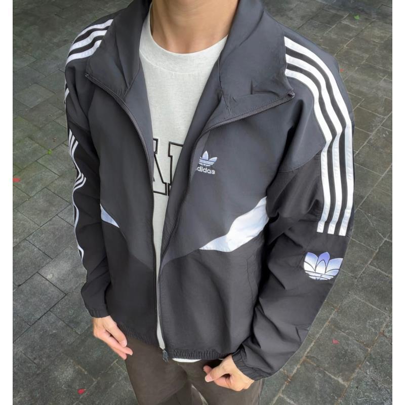 【商场同款】春秋款立领夹克男女同款情侣宽松休闲外套莲花刺绣风衣