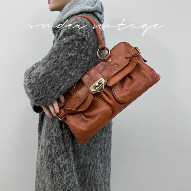 95新 BURBERRY/博柏利 Burberry/博柏利金棕色腋下单肩包