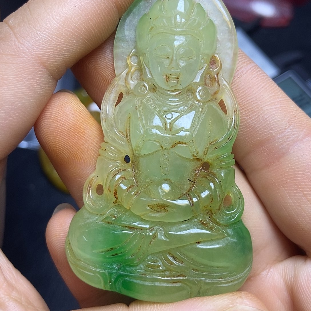 财***白吊坠白玉菩提精品玉