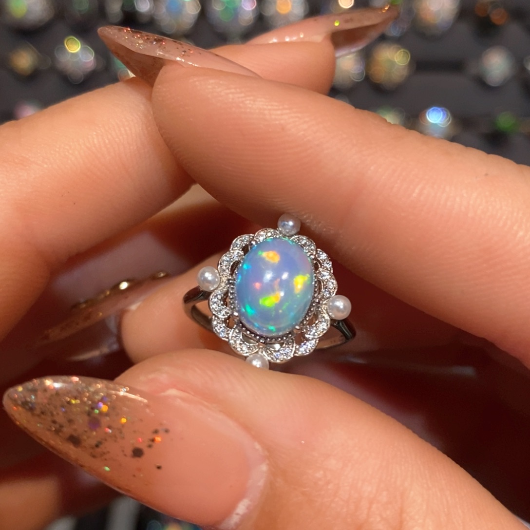 欧泊戒指欧泊银S925镶嵌