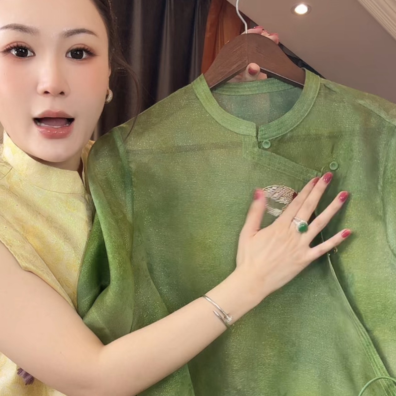 【安夏-依斐私服】新中式国风-精致百搭贵气高级真丝琉璃锦法绣上衣