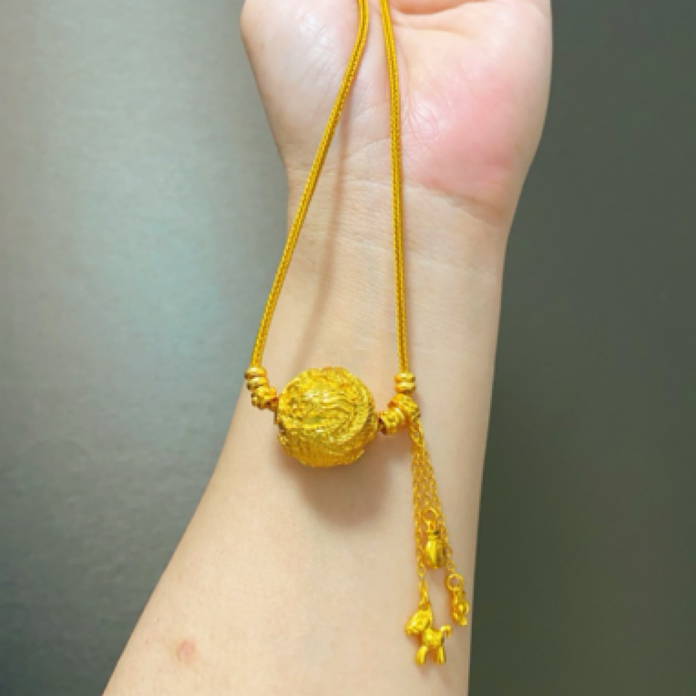 铜合金布艺吊坠 时尚马上有钱龙珠项链绳子百搭可调节手工精美