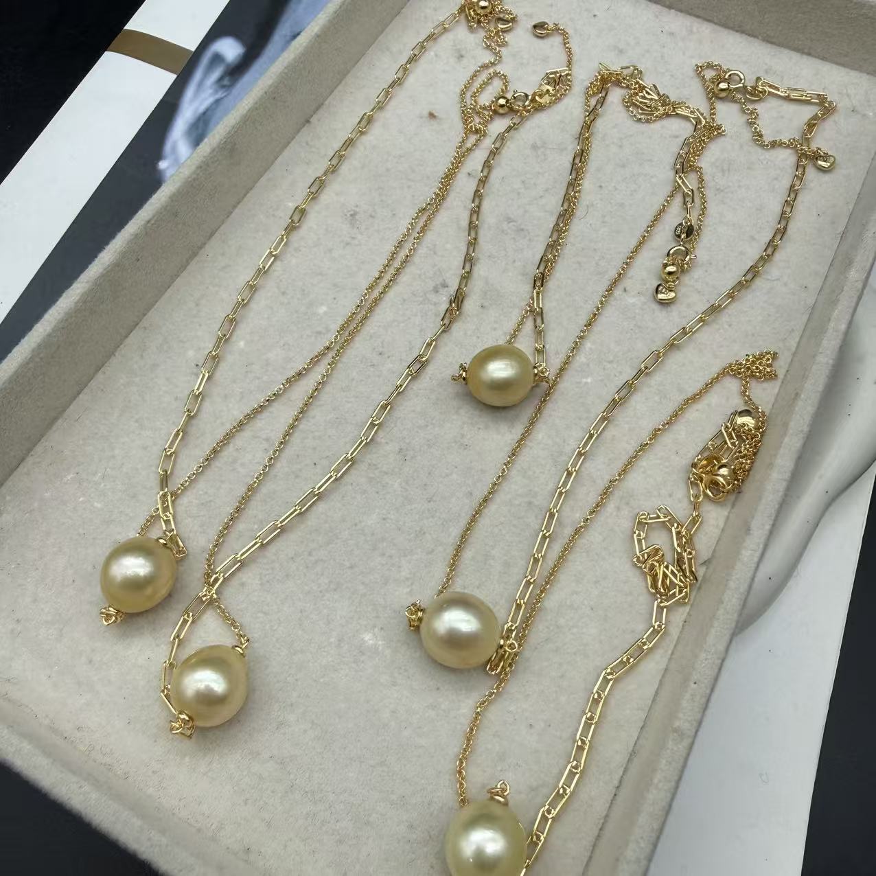 【C263】天然海水南洋金珍珠项链（多样性发一件）微瑕