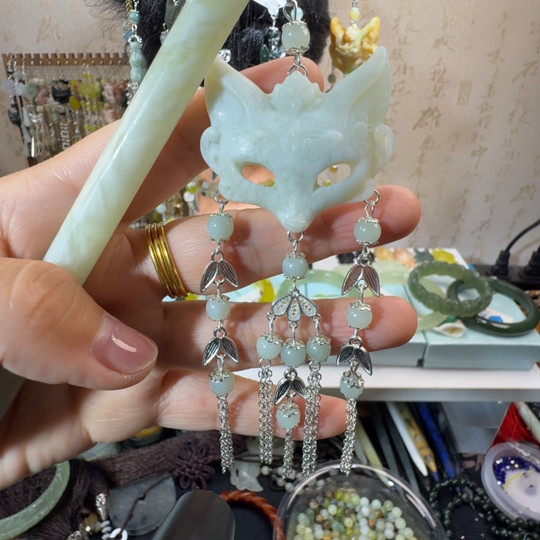 未镶嵌岫玉发饰福利款两个包邮