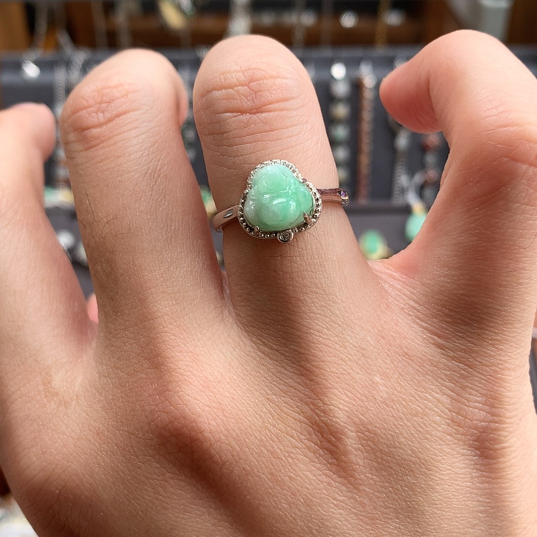 翡翠银S925镶嵌戒指0072