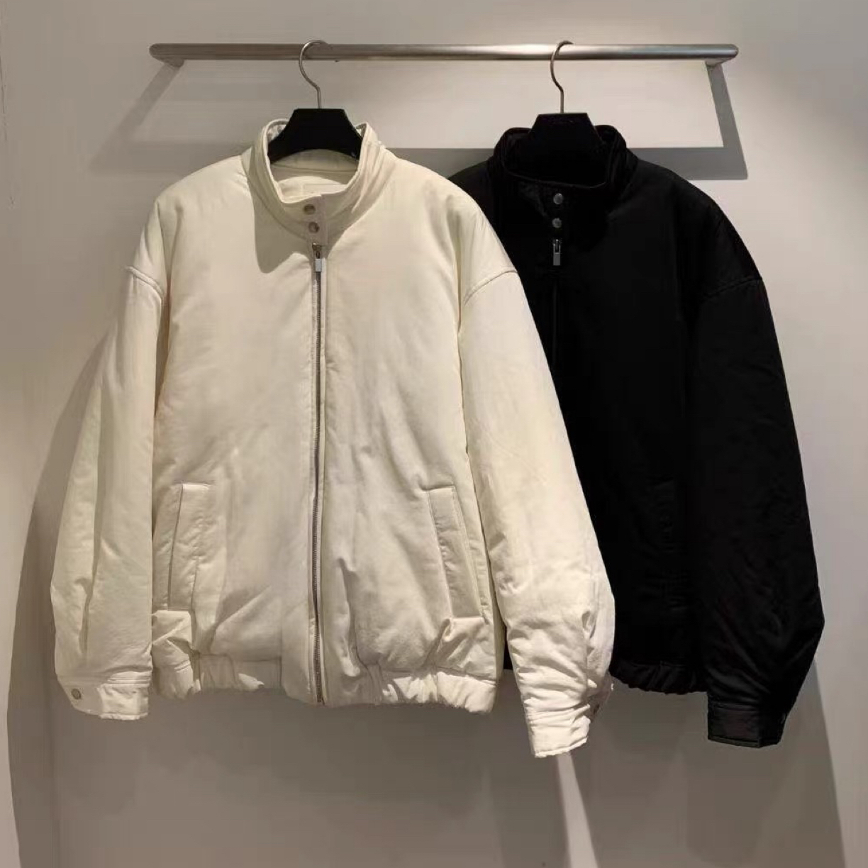 立领拉链棉服外套