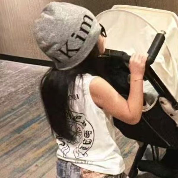 （现现）大金定制25轻奢潮牌定制白色印花男女童棉感无袖百搭背心