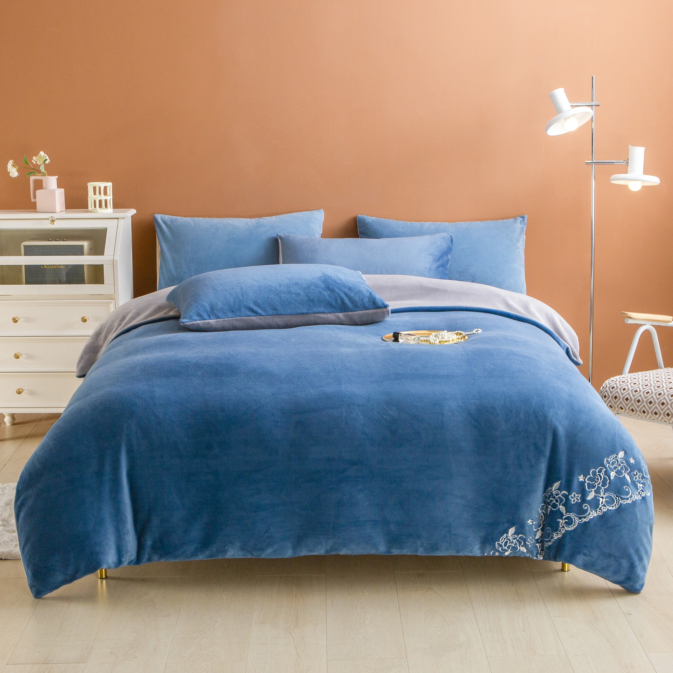 【米莎莎专场】佑家A类床笠款牛奶绒四件套-静谧空间YS