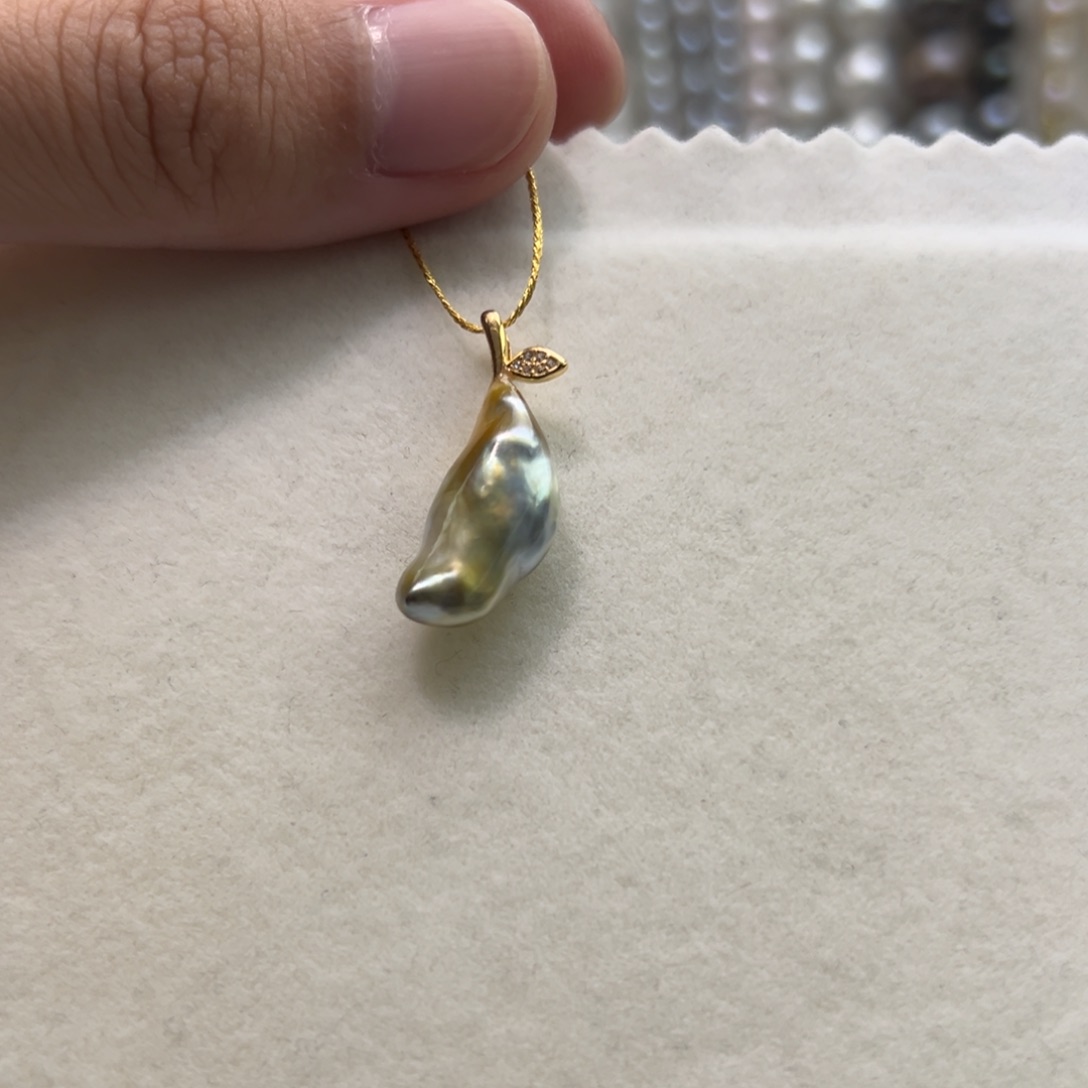 银S925镶嵌吊坠(不含链)海水珍珠海水金珠keshi吊坠