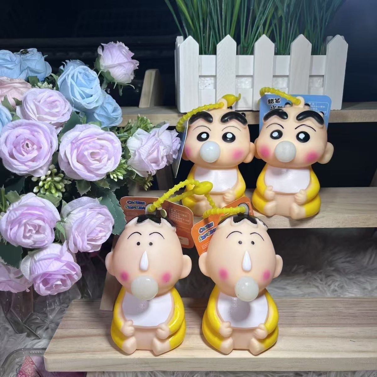 蜡笔小新小阿呆吐泡泡创意挂架桌面摆件