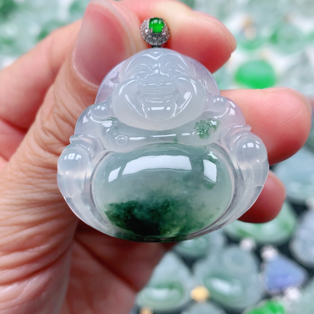 翡翠吊坠(不含链)18K金镶嵌