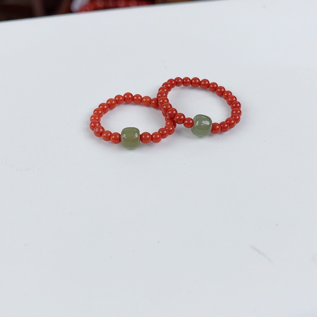 南红玛瑙未镶嵌瓦西柿子红戒指（多样式发其一）