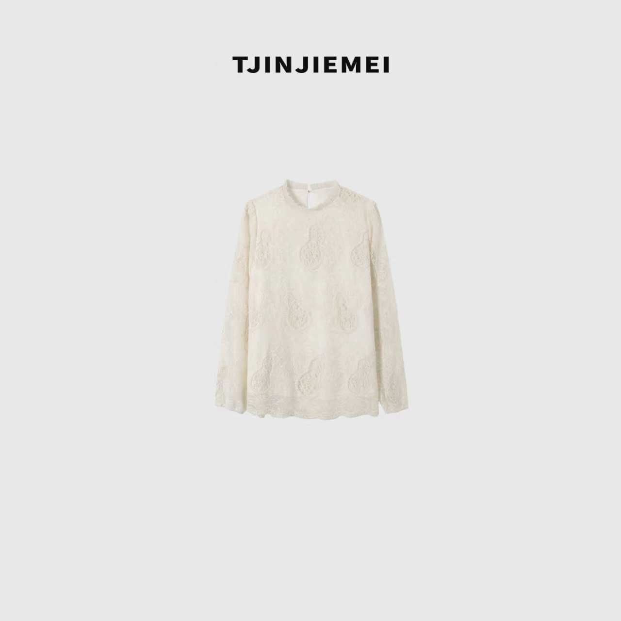 T井姐妹【精致女人】设计感领简约镂空刺绣葫芦蕾丝T恤TX2510-TJ565