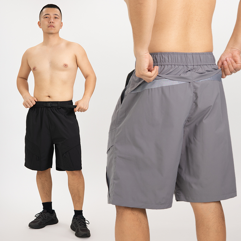 【臀部网孔运动休闲短裤】男士轻便夏季舒适五分裤腰带舒适户外健身