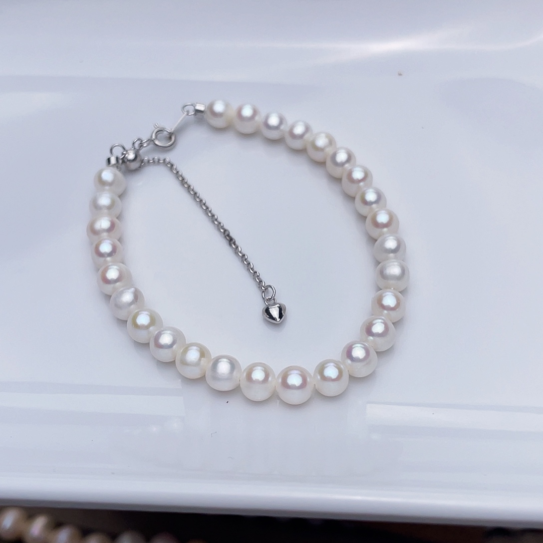 淡水珍珠项链银S925镶嵌5-6mm