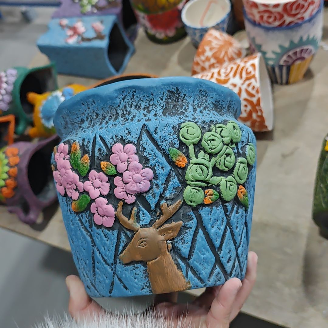 红陶吸水透气的白陶花盆凑满12发货