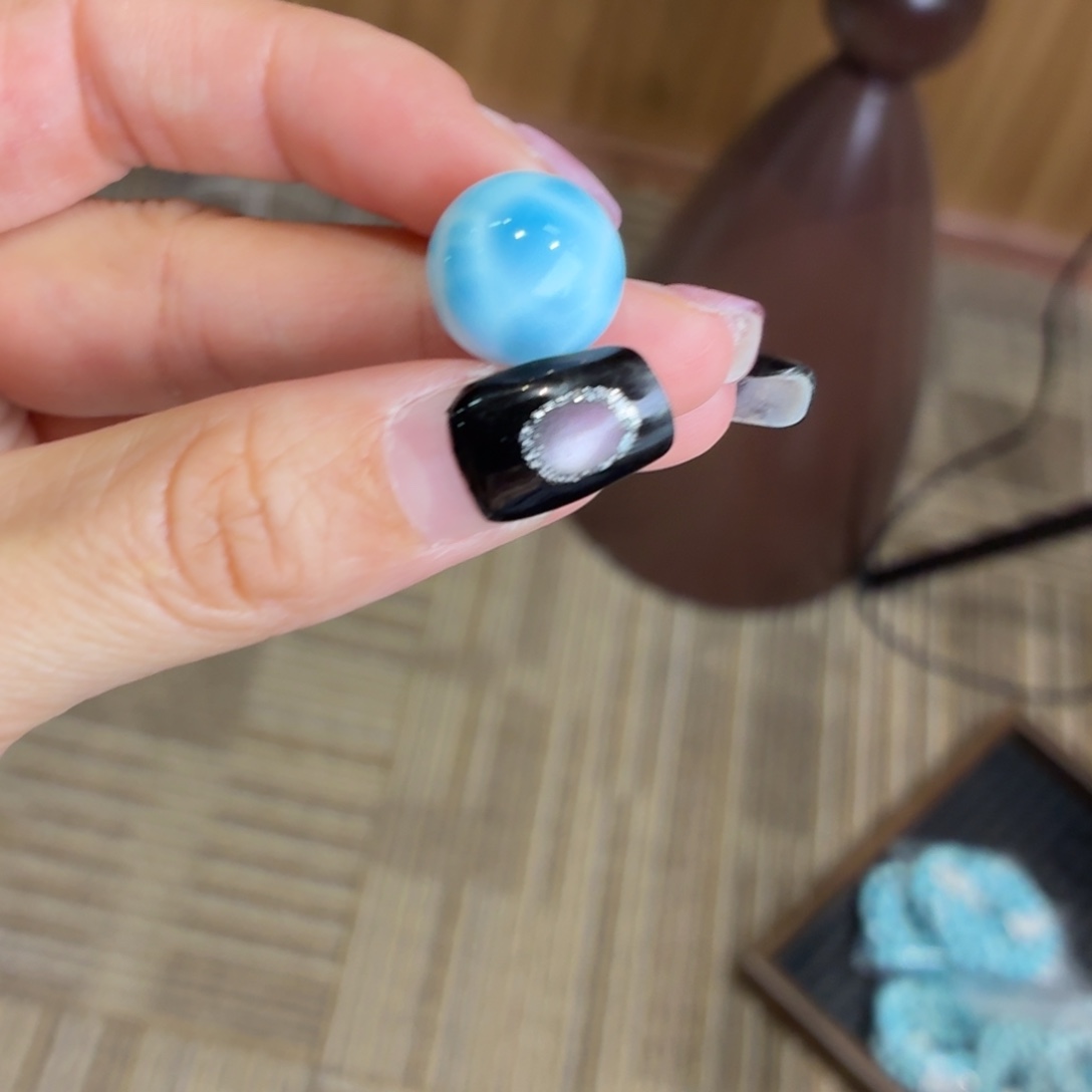 针钠钙石（海纹石）未镶嵌颈饰火山蓝还问单珠15m+ 5.2g