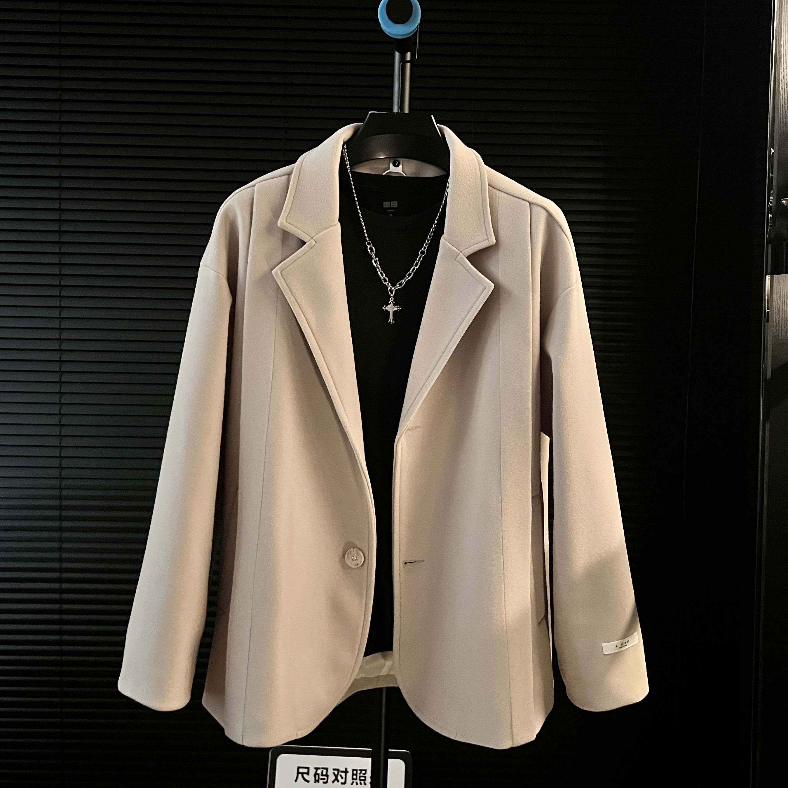 vi  高级感轻奢毛呢外套男士西服加厚休闲西装呢料大衣