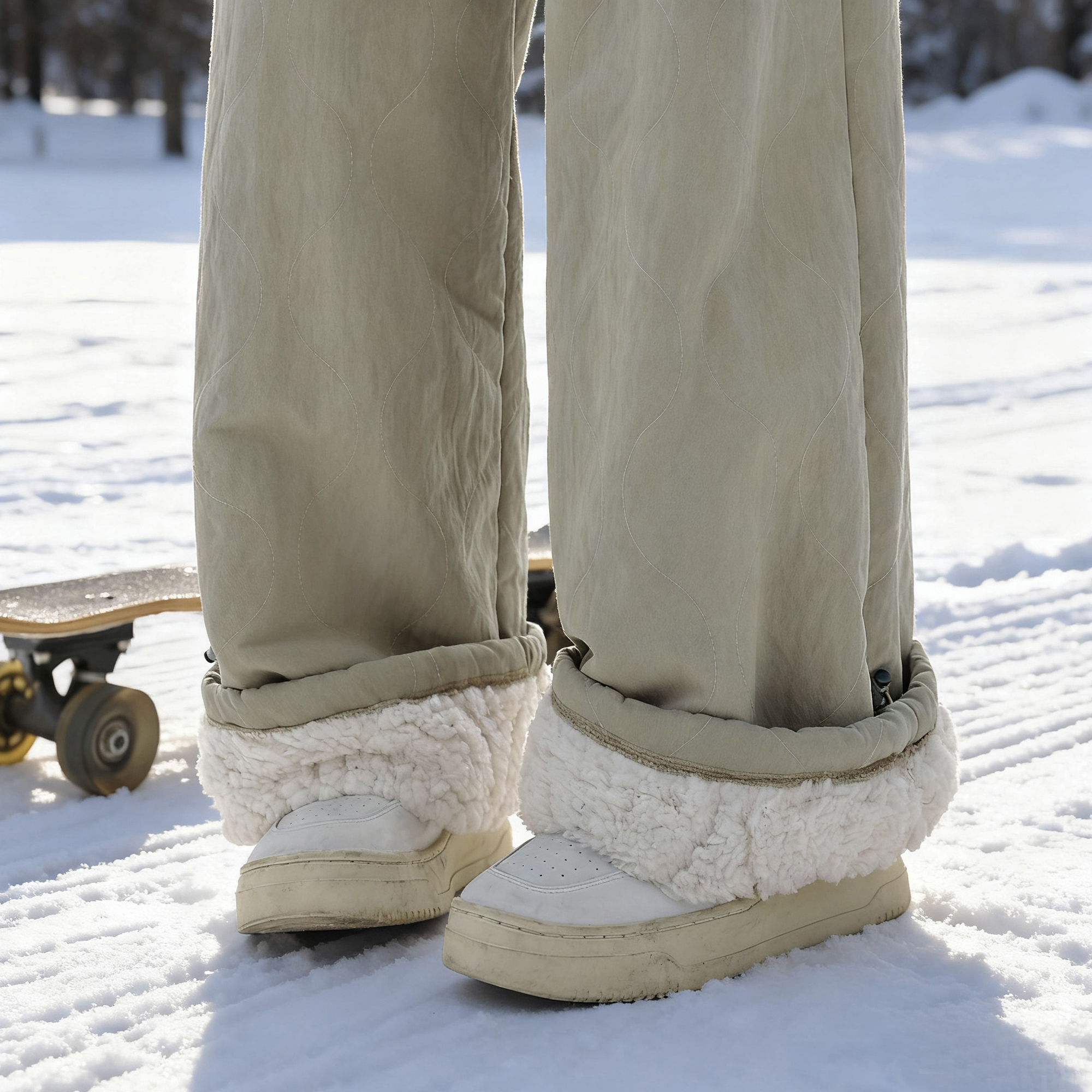东北过冬棉裤男女加厚外穿保暖羊羔绒裤子直筒美式户外运动滑雪裤