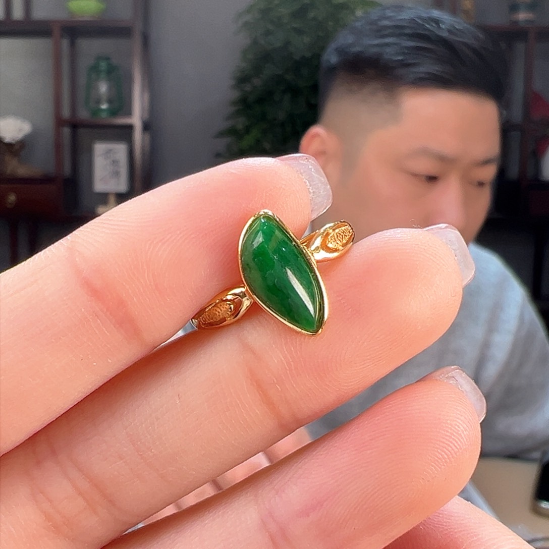 翡翠戒指银S925镶嵌戒指63