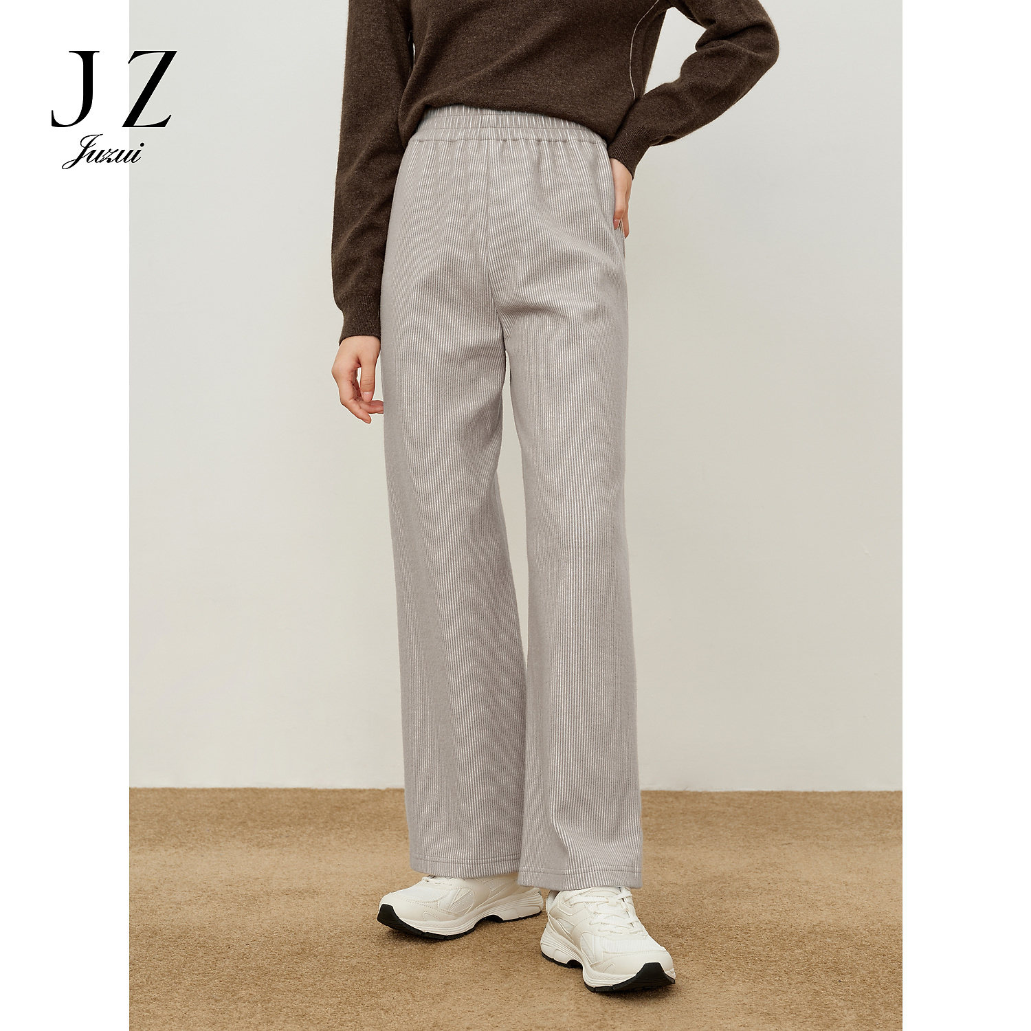 商场同款JZ玖姿城市通勤灯芯绒直筒裤子女2023冬季新款JWDD11022