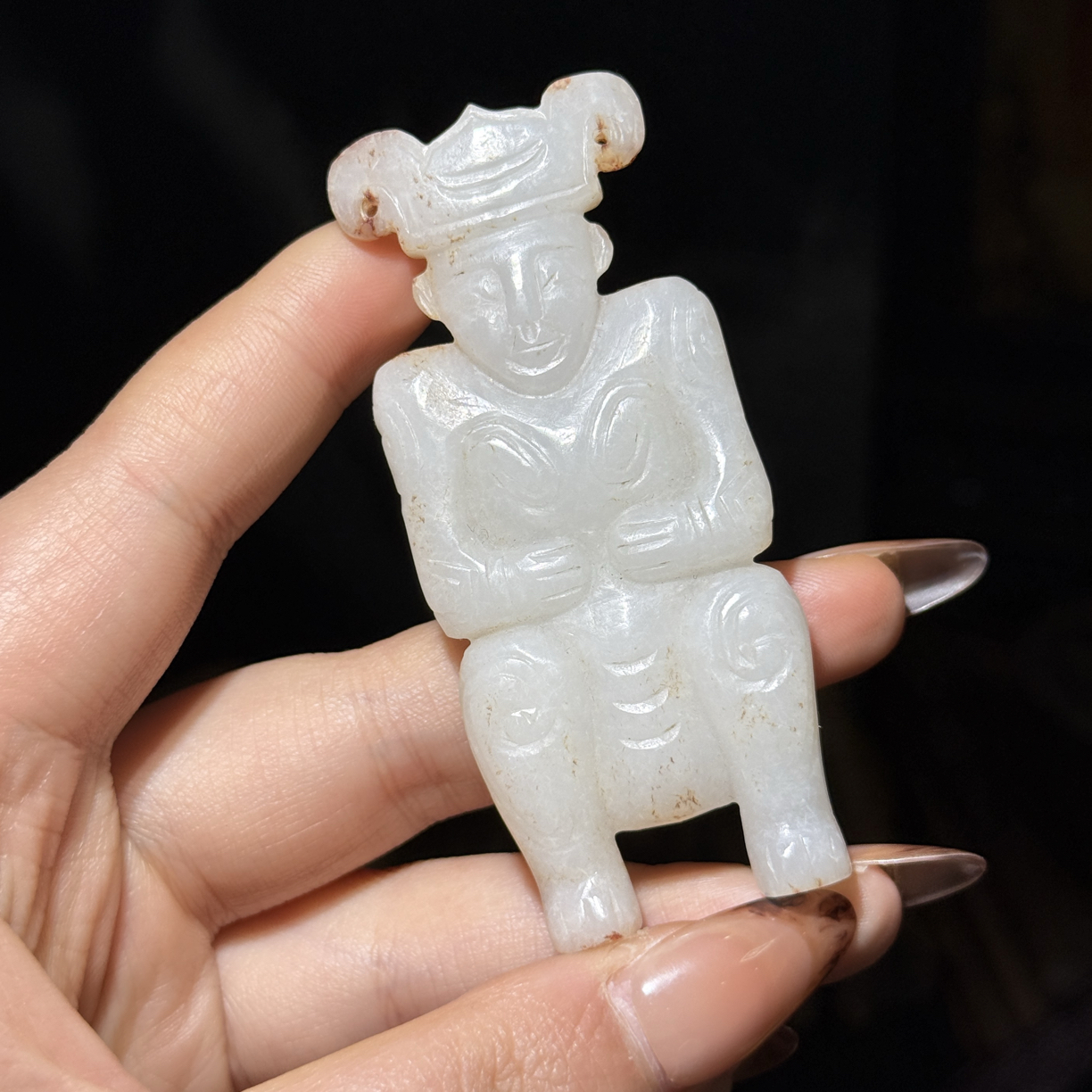 旧藏和田玉白玉玉人挂件