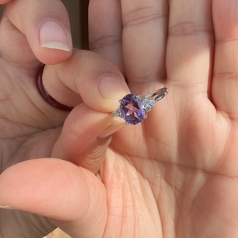紫晶戒指银S925镶嵌戒指