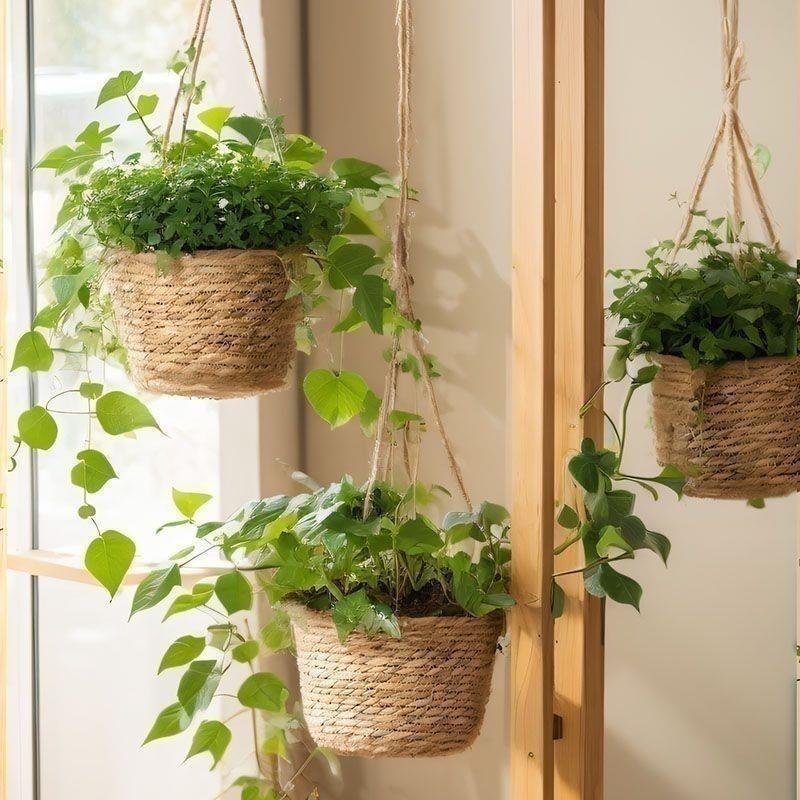 藤编编织草编吊篮垂吊式花盆绿萝盆挂式花盆悬挂式花篮挂墙壁挂式