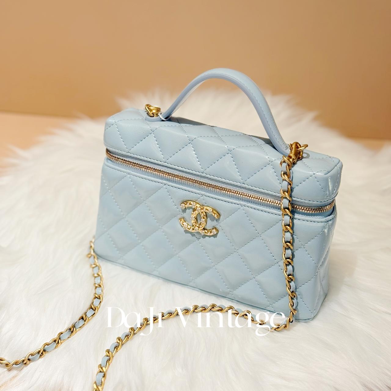 99新 Chanel/香奈儿 26C蓝金花扣双c lp斜