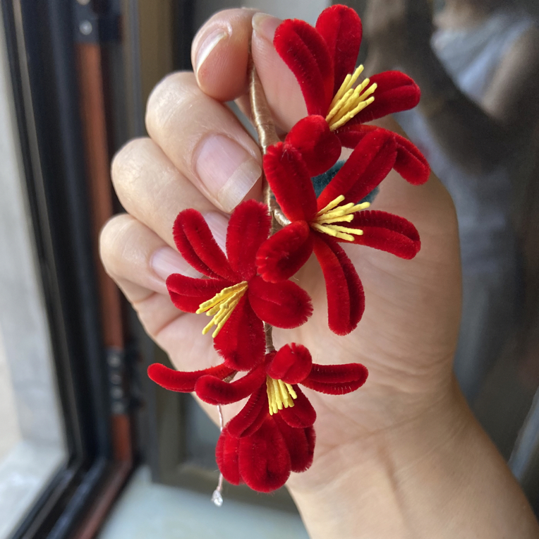 非遗绒花胖然手工制作蚕丝线