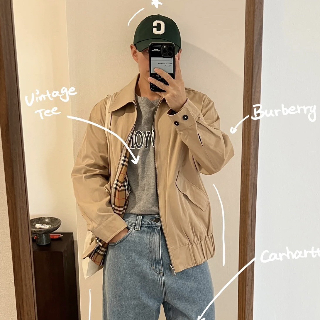 99新 BURBERRY/博柏利 6836/格纹双面翻领夹克/M码/99新