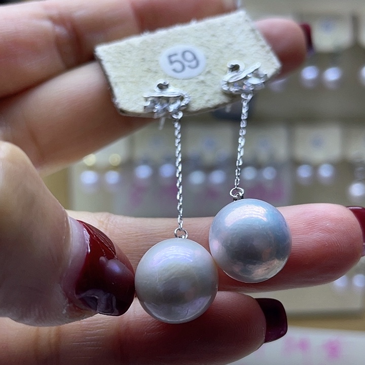 淡水珍珠耳饰银S925镶嵌