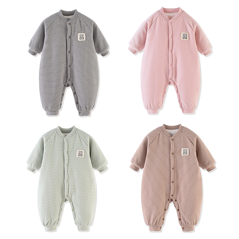 石墨烯棉服婴儿厚棉衣夹棉连体衣婴幼儿哈衣冬棉服保暖爬服