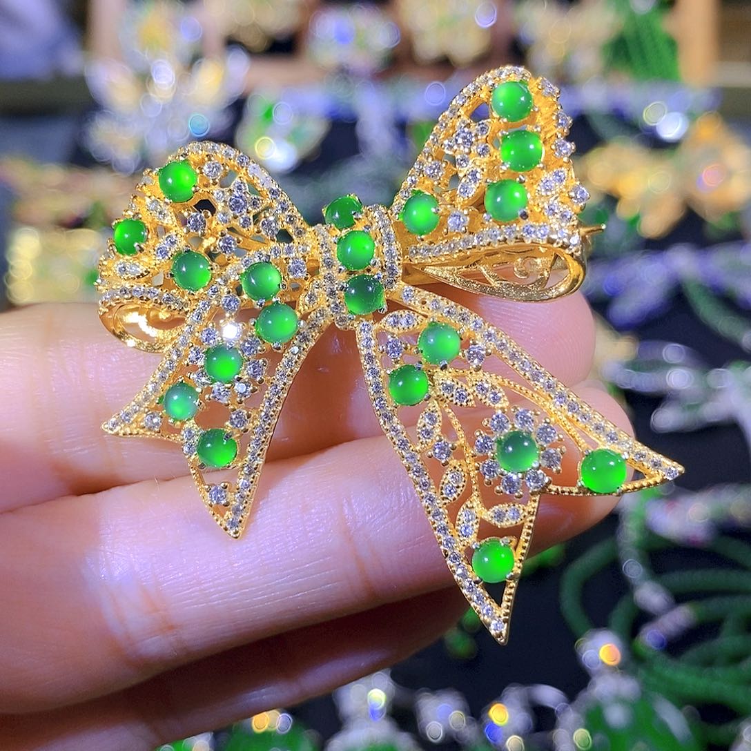 吊坠(不含链)银S925镶嵌翡翠