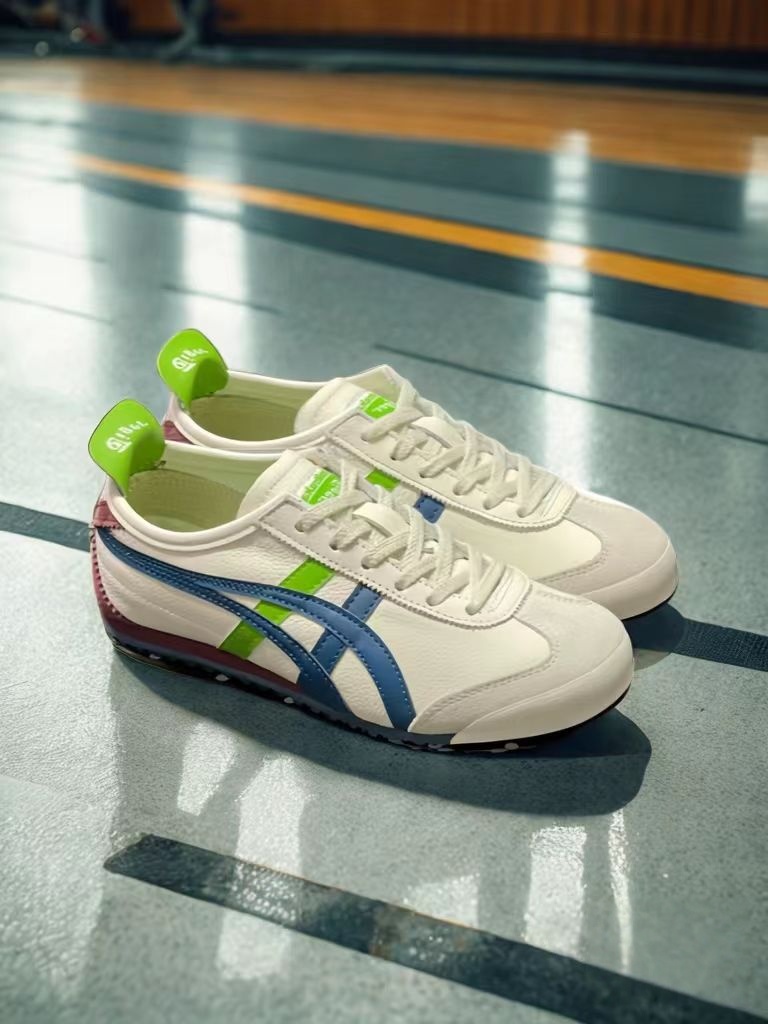OnitsukaTiger鬼塚虎MEXICO 66男女同款低帮米白蓝休闲鞋官方正品