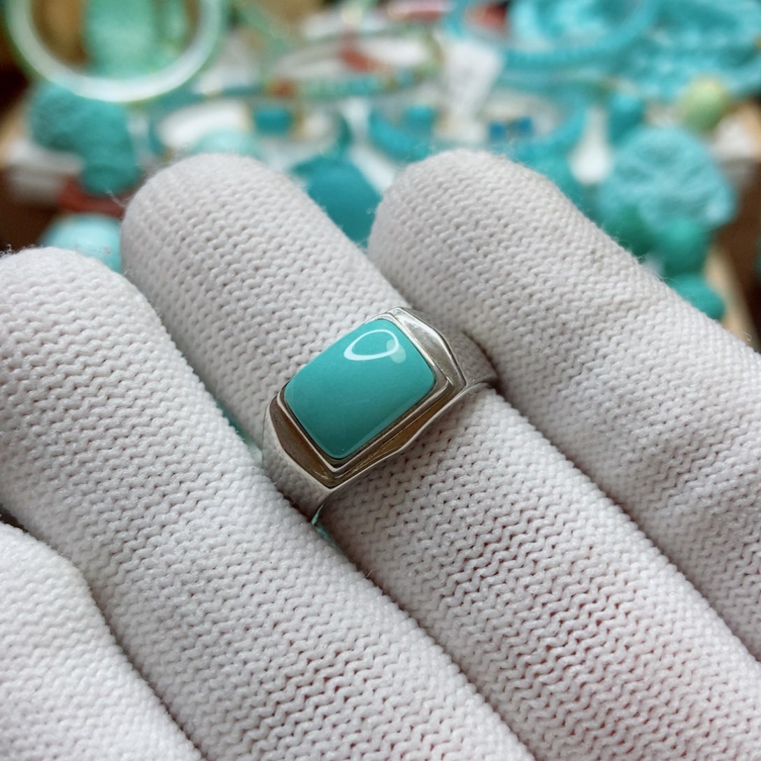 绿松石珠子银S925镶嵌