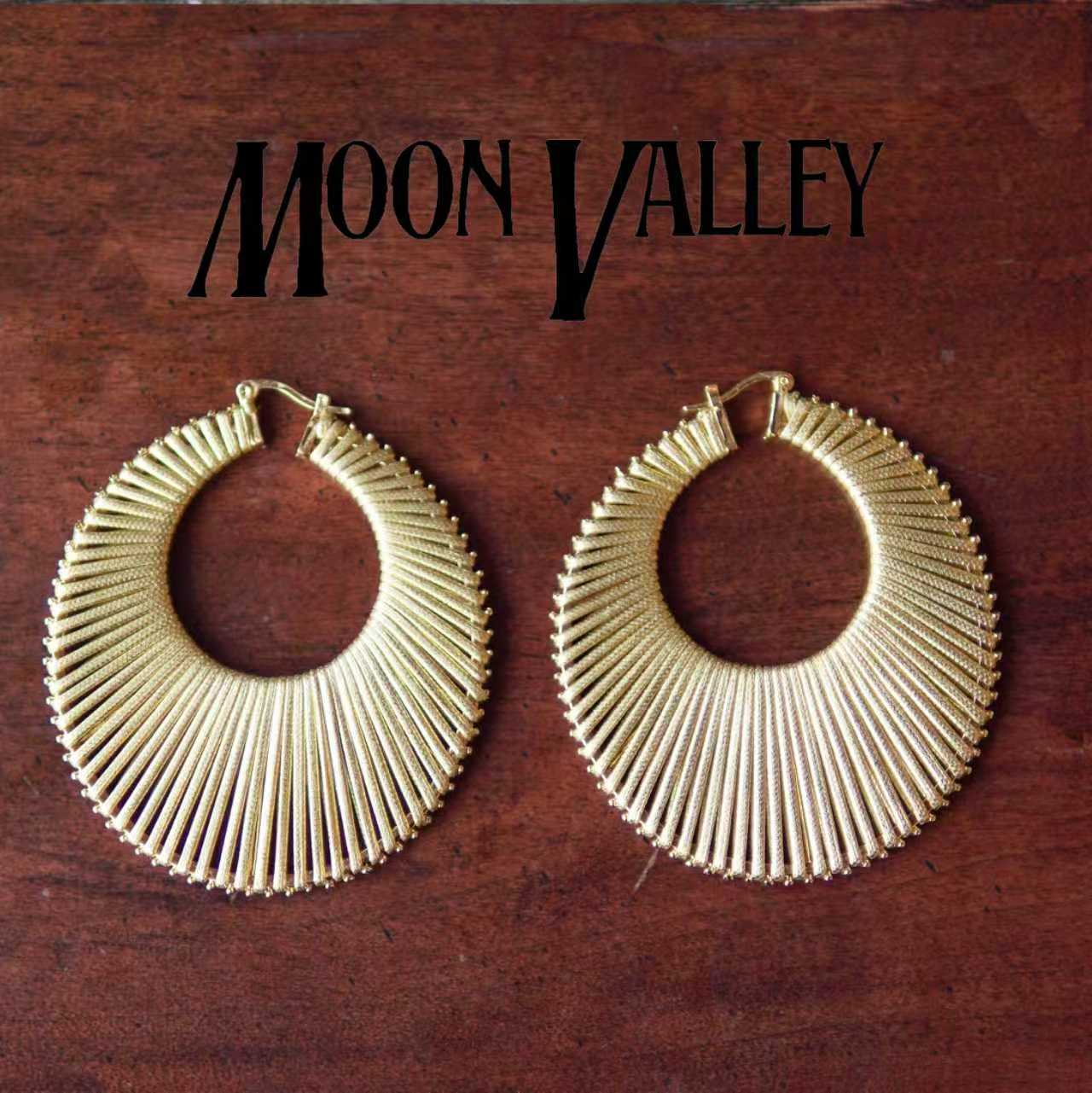 铜合金皮质耳饰 Moon Valley 手工缠绕皮绳圆形耳环耳圈 MV6816