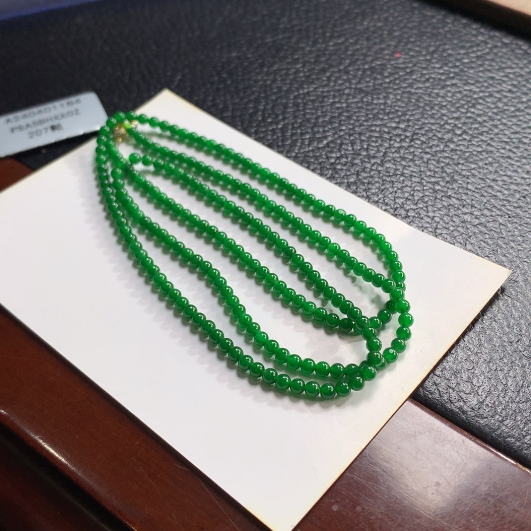 翡翠手链未镶嵌满色浓阳绿卡2.5